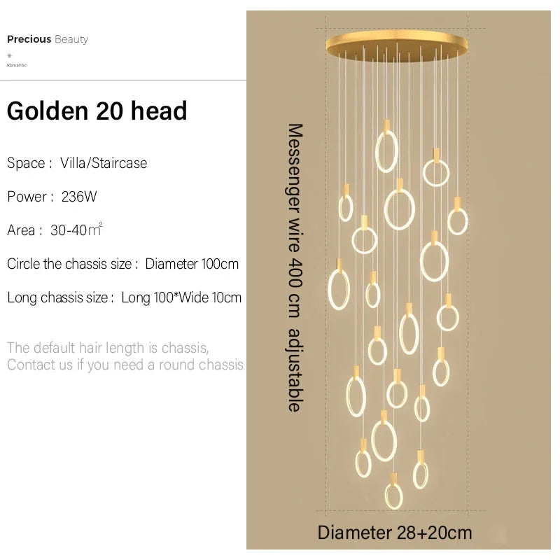 Modern LED Ring Chandelier – Nordic Acrylic Ceiling Light