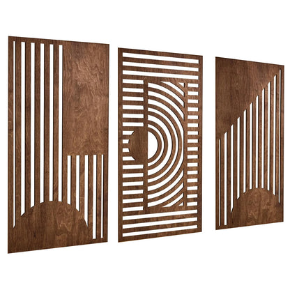 3-Piece Geometric Wooden Wall Art Set – Minimalist 3D Decor