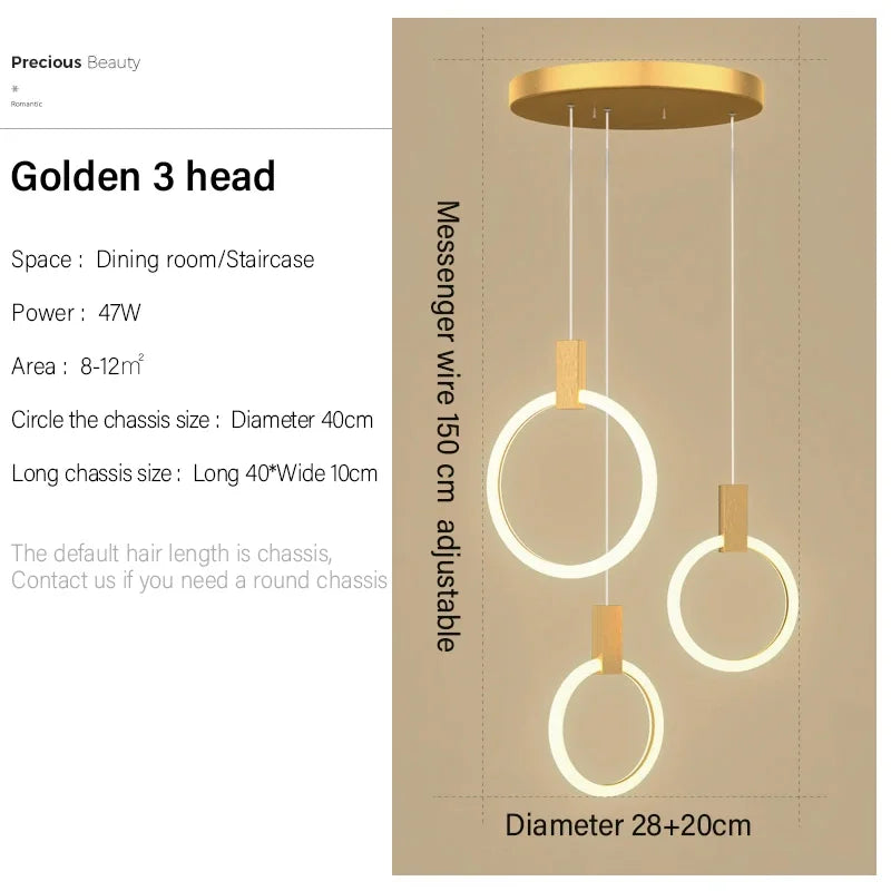 Modern LED Ring Chandelier – Nordic Acrylic Ceiling Light