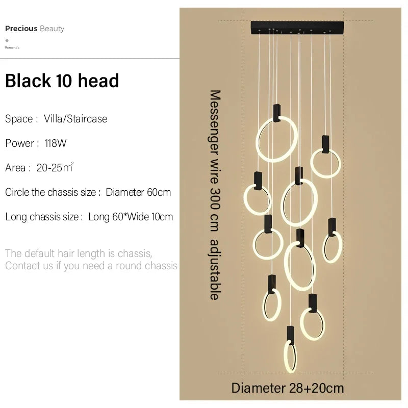 Modern LED Ring Chandelier – Nordic Acrylic Ceiling Light