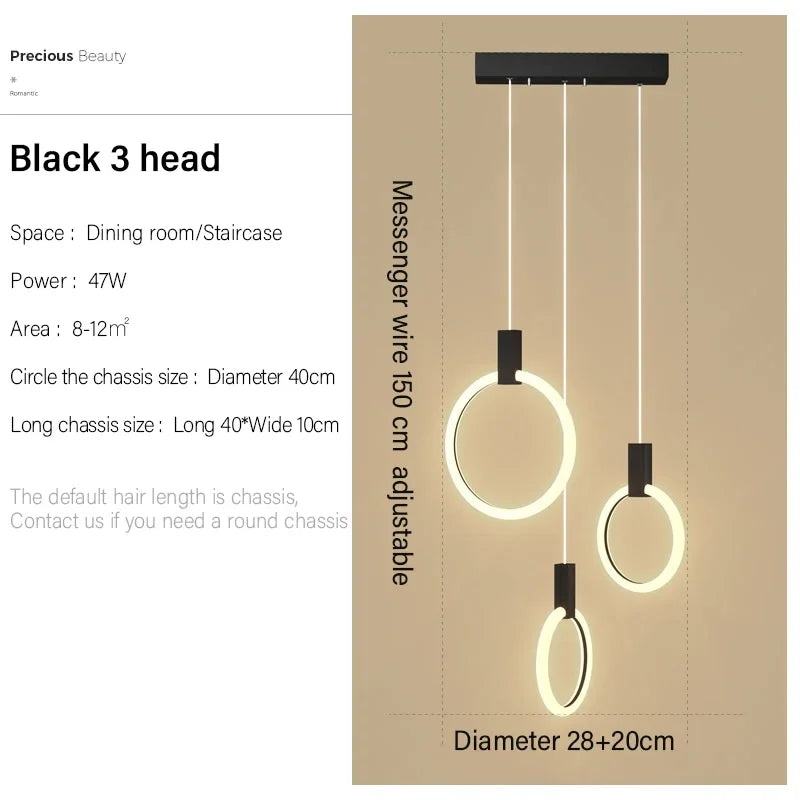 Modern LED Ring Chandelier – Nordic Acrylic Ceiling Light