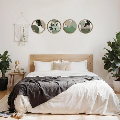 4-Piece Bohemian Geometric Wooden Wall Art Set
