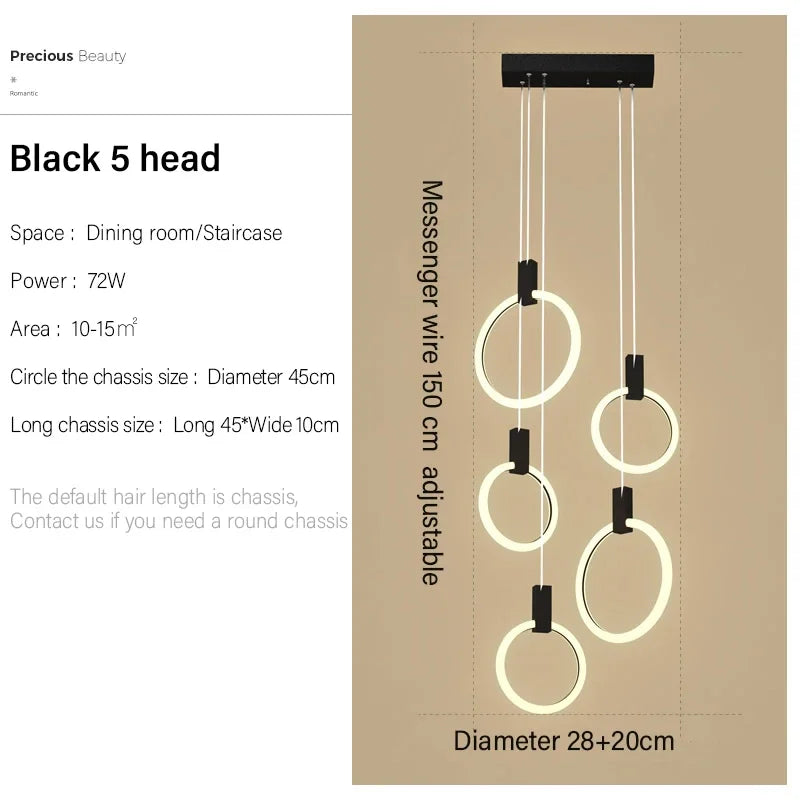 Modern LED Ring Chandelier – Nordic Acrylic Ceiling Light