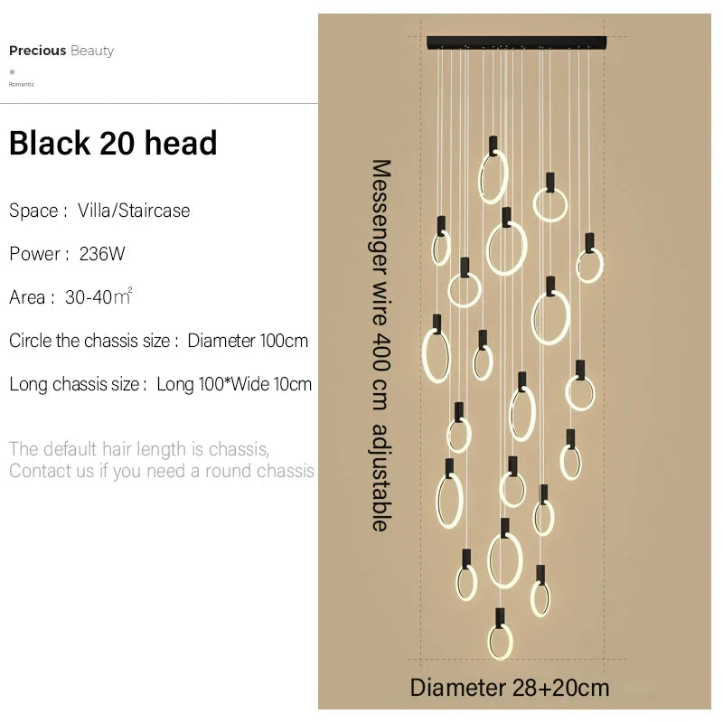Modern LED Ring Chandelier – Nordic Acrylic Ceiling Light