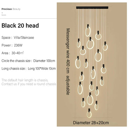 Modern LED Ring Chandelier – Nordic Acrylic Ceiling Light