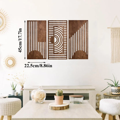 3-Piece Geometric Wooden Wall Art Set – Minimalist 3D Decor