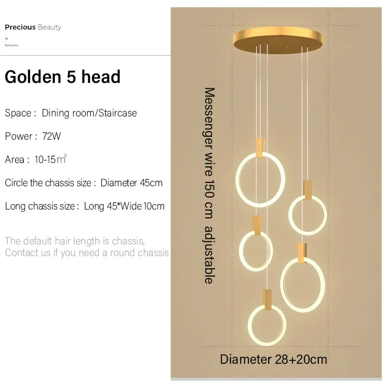 Modern LED Ring Chandelier – Nordic Acrylic Ceiling Light