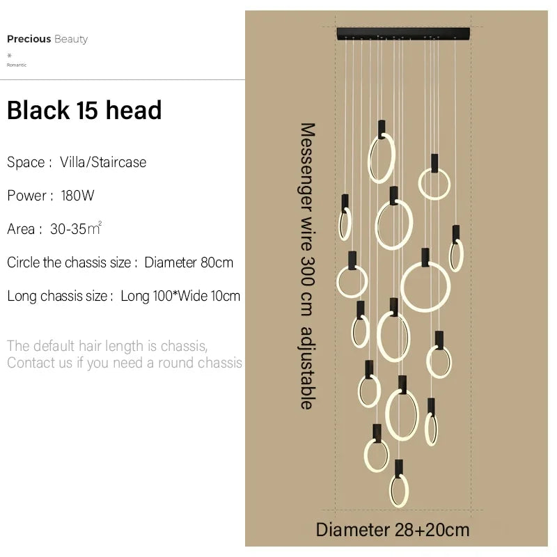Modern LED Ring Chandelier – Nordic Acrylic Ceiling Light